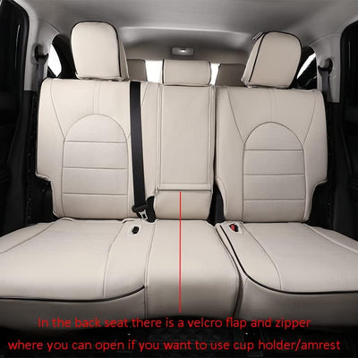 Custom Fit Car Seat Covers for Select GMC Yukon SLE,SLT,AT4 2015 2016 2017 2018 2019 2020 2021 2022 2023 - Leatherette (Beige)