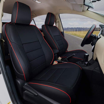 Custom Fit Camry Car Seat Covers for Select Toyota Camry LE,SE,SE Nightshade 2018 2019 2020 2021 2022 2023 2024 (Not for Hybrid) - Full Set, Leather (Black)