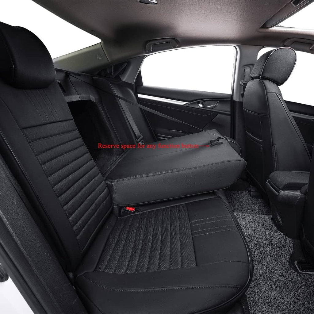 Civic Seat Covers Full Set,Car Seat Cover Custom Fit for Honda Civic Hatchback 2018 2019 2020 2021 Lx,Car Seat Protector Waterproof,Leather Car Seat Cushion,Black Car Seat Covers(Black)