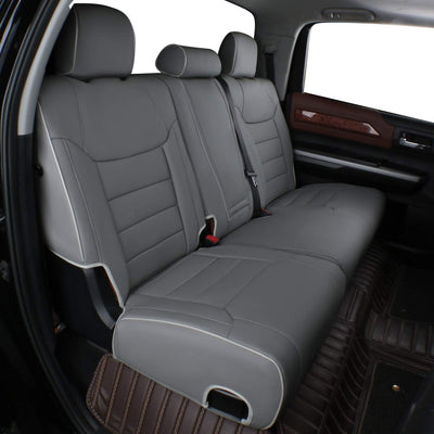 Custom Fit Full Set Car Seat Covers for Select Toyota Sequoia Platinum 2013-2021-Three Rows, Second Row Captain Chair, Leatherette (Gray)