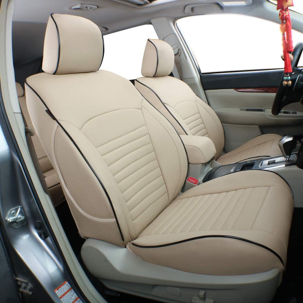 Custom Fit Outback Car Seat Covers for Select Subaru Outback 2020 2021 2022 2023 2024 2025 (Not for Driver Seat with Leg Rest)- Leather (Beige)
