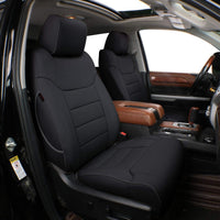 Custom Sierra Car Seat Covers for Select 2019 2020 2021 2022 2023 2024 2025 Silverado 1500/GMC Sierra 1500 & 2500 HD 3500 Full Set - Leather(Black)