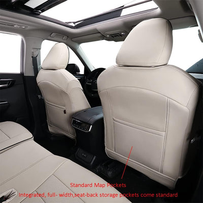 Custom Fit Car Seat Covers for Select GMC Yukon SLE,SLT,AT4 2015 2016 2017 2018 2019 2020 2021 2022 2023 - Leatherette (Beige)