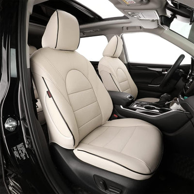 Custom Fit Car Seat Covers for Select GMC Yukon SLE,SLT,AT4 2015 2016 2017 2018 2019 2020 2021 2022 2023 - Leatherette (Beige)