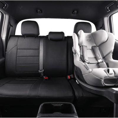 Custom Fit Tacoma Car Seat Covers for Select Toyota Tacoma 2016 2017 2018 2019 2020 2021 2022 2023 Double Cab/Crew Cab -Full Set,Leather(Black)