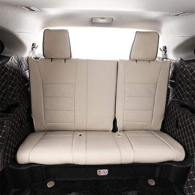 Custom Fit Car Seat Covers for Select GMC Yukon SLE,SLT,AT4 2015 2016 2017 2018 2019 2020 2021 2022 2023 - Leatherette (Beige)