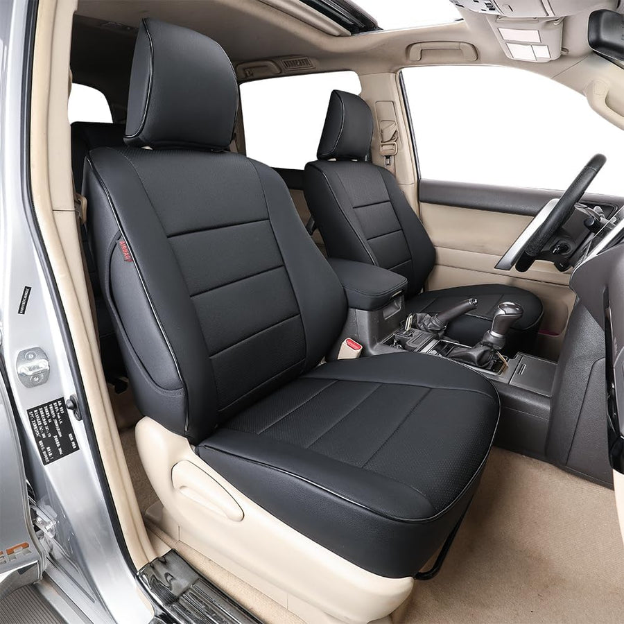 4Runner Seat Covers Full Set 7 Seats 2010-2024,Car Seat Cover for Toyota 4 Runner,Custom Car Seat Protector Waterproof,Leather Car Seat Cushion,Black Car Seat Cover,Leather(Black)