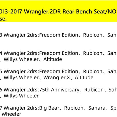 Wrangler 2013-2017 Car Seat Covers Full Set,Seat Covers Custom Fit for Jeep Wrangler,Car Seat Protector Waterproof,Leather Car Seat Cushion,Black Seat Cover - Leatherette (Black)