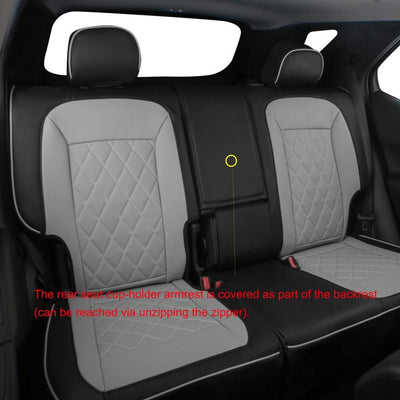 Custom Fit Full Set Car Seat Covers for Select Nissan Pathfinder Platinum 2013-2021 (Front Row W/Display Screen) - Three Rows, Second Row 40/60 Split,Leatherette (Black/Gray)