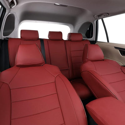 Custom Fit Prius Seat Covers for Select Toyota Prius Le,Xle,Limited,Leco,Nightshade,Prime 2016 2017 2018 2019 2020 2021 2022 - Full Set- Leather (Burgundy)