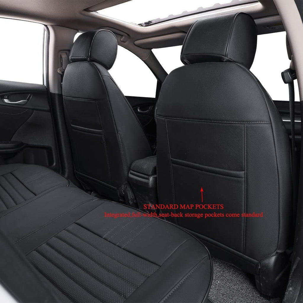 Civic Seat Covers Full Set,Car Seat Cover Custom Fit for Honda Civic Hatchback 2018 2019 2020 2021 Lx,Car Seat Protector Waterproof,Leather Car Seat Cushion,Black Car Seat Covers(Black)
