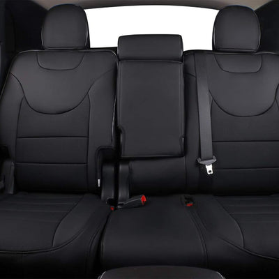 Custom Fit Full Set Car Seat Covers for Select Jeep Patriot 2009 2010 2011 2012 2013 2014 2015 2016 2017 2018 - Leatherette (Black)