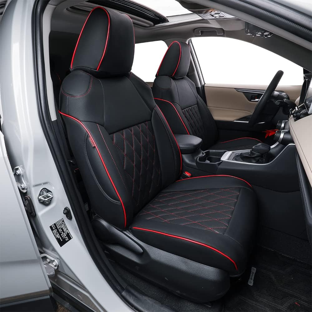 Custom Fit Prius Seat Covers for Select Toyota Prius Le,Xle,Limited,Leco,Nightshade,Prime 2016 2017 2018 2019 2020 2021 2022 - Full Set- Leather (Burgundy)