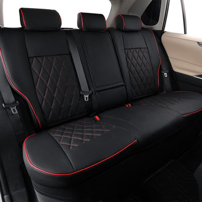 Custom Fit Tundra Full Set Car Seat Covers for Select Toyota Tundra Crewmax 2014 2015 2016 2017 2018 2019 2020 2021 - Leatherette (Black/Gray)