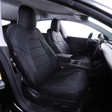 Custom Fit Model 3 Car Seat Covers for Select Tesla Model 3 2017 2018 2019 2020 2021 2022 2023 - Leatherette (Black)