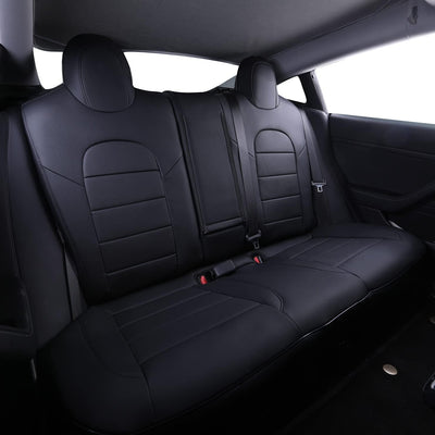 Custom Fit Model 3 Car Seat Covers for Select Tesla Model 3 2017 2018 2019 2020 2021 2022 2023 - Leatherette (Black)