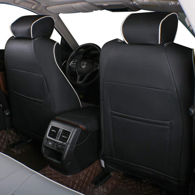 Custom Fit Full Set Car Seat Covers for Select Audi Q3 2012 2013 2014 2015 2016 2017 2018, W/Thigh Support - Leatherette (Black/Gray)