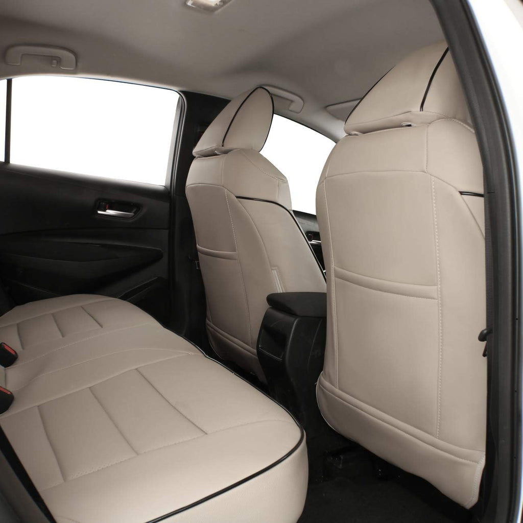 Custom Fit Car Seat Covers for Select Dodge Journey SE,GT,SXT,SE Value,Crossroad 2013 2014 2015 2016 2017 2018 2019 2020 2021 2022 2023 - Leatherette (Beige)