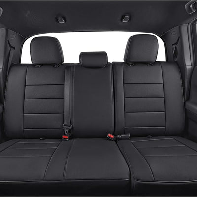 Custom Fit Tacoma Car Seat Covers for Select Toyota Tacoma 2016 2017 2018 2019 2020 2021 2022 2023 Double Cab/Crew Cab -Full Set,Leather(Black)