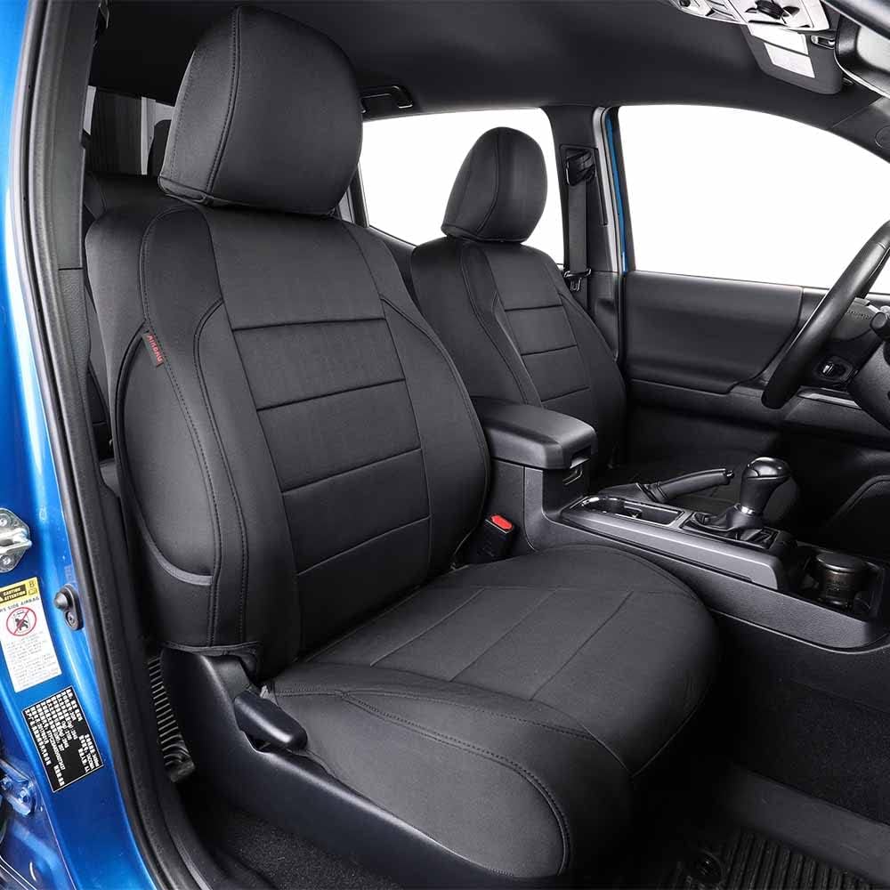 Custom Fit Silverado Car Seat Covers for Select 2014-2018 Silverado/Sierra 1500 &2015-2019 Silverado HD Wt,Ls,Lt,Ltz,High Country (Crew Cab) - Full Set,Leather (Black)