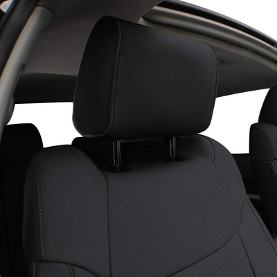 Custom Sierra Car Seat Covers for Select 2019 2020 2021 2022 2023 2024 2025 Silverado 1500/GMC Sierra 1500 & 2500 HD 3500 Full Set - Leather(Black)