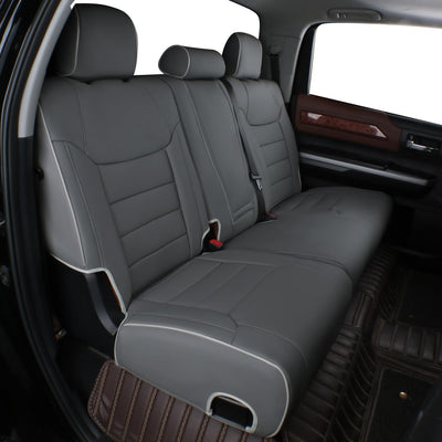 Custom Fit Tacoma Car Seat Covers for Select Toyota Tacoma 2016 2017 2018 2019 2020 2021 2022 2023 Double Cab/Crew Cab -Full Set,Leather(Black)