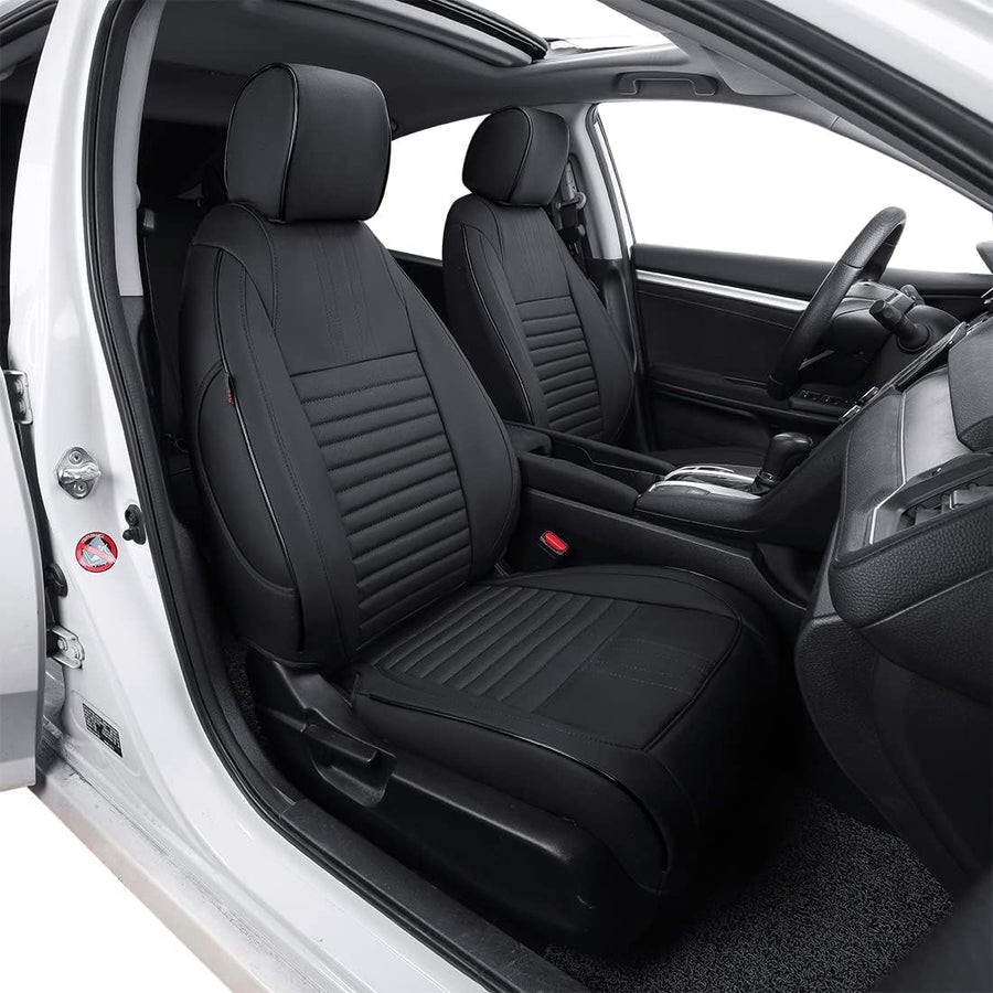 Civic Seat Covers Full Set,Car Seat Cover Custom Fit for Honda Civic Hatchback 2018 2019 2020 2021 Lx,Car Seat Protector Waterproof,Leather Car Seat Cushion,Black Car Seat Covers(Black)