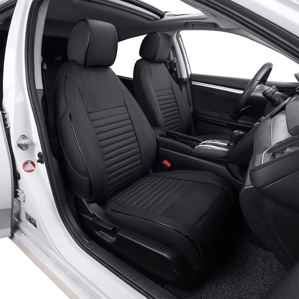 Civic Seat Covers Full Set,Car Seat Cover Custom Fit for Honda Civic Hatchback 2018 2019 2020 2021 Lx,Car Seat Protector Waterproof,Leather Car Seat Cushion,Black Car Seat Covers(Black)