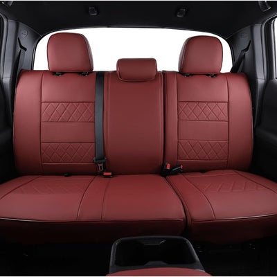 Custom Fit Tacoma Car Seat Covers for Select Toyota Tacoma 2016 2017 2018 2019 2020 2021 2022 2023 Double Cab/Crew Cab -Full Set,Leather(Black)