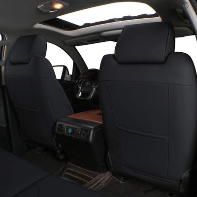 Custom Sierra Car Seat Covers for Select 2019 2020 2021 2022 2023 2024 2025 Silverado 1500/GMC Sierra 1500 & 2500 HD 3500 Full Set - Leather(Black)