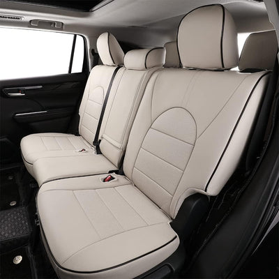 Custom Fit Car Seat Covers for Select GMC Yukon SLE,SLT,AT4 2015 2016 2017 2018 2019 2020 2021 2022 2023 - Leatherette (Beige)