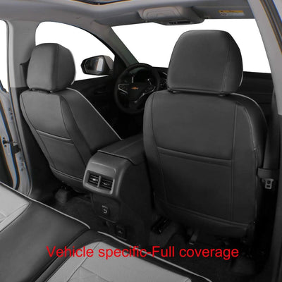 Custom Fit Full Set Car Seat Covers for Select Nissan Pathfinder Platinum 2013-2021 (Front Row W/Display Screen) - Three Rows, Second Row 40/60 Split,Leatherette (Black/Gray)