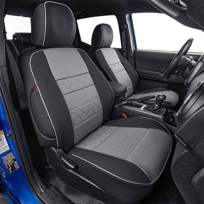 Custom Fit Tacoma Car Seat Covers for Select Toyota Tacoma 2016 2017 2018 2019 2020 2021 2022 2023 Double Cab/Crew Cab -Full Set,Leather(Black)