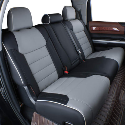 Custom Fit Colorado Car Seat Covers for Select Chevy Colorado 2014 2015 2016 2017 2018 2019 2020 2021 2022 - Full Set - Leather (Black with Blue Trim)