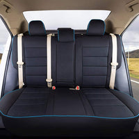 Custom Fit Tundra Full Set Car Seat Covers for Select Toyota Tundra Crewmax 2014 2015 2016 2017 2018 2019 2020 2021 - Leatherette (Black/Gray)