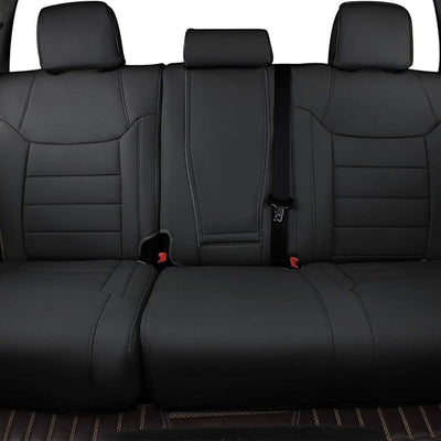 Custom Fit F150 Seat Covers for Ford 2021-2024 F150Supercab/2023-2024 Superduty Crewcab XL,XLT&2022-2024 F150 Lightning Pro,Xlt,Lariat,Platinum- Full Set,Leather(Black)