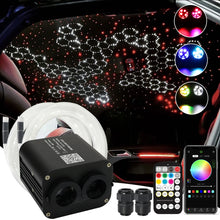 Load image into Gallery viewer, 20W RGBW Double Head Car Starry Sky Music Control Car Roof Star Fiber Optic Star Ceiling Kit Smart APP Twinkle Fiber Optic Light