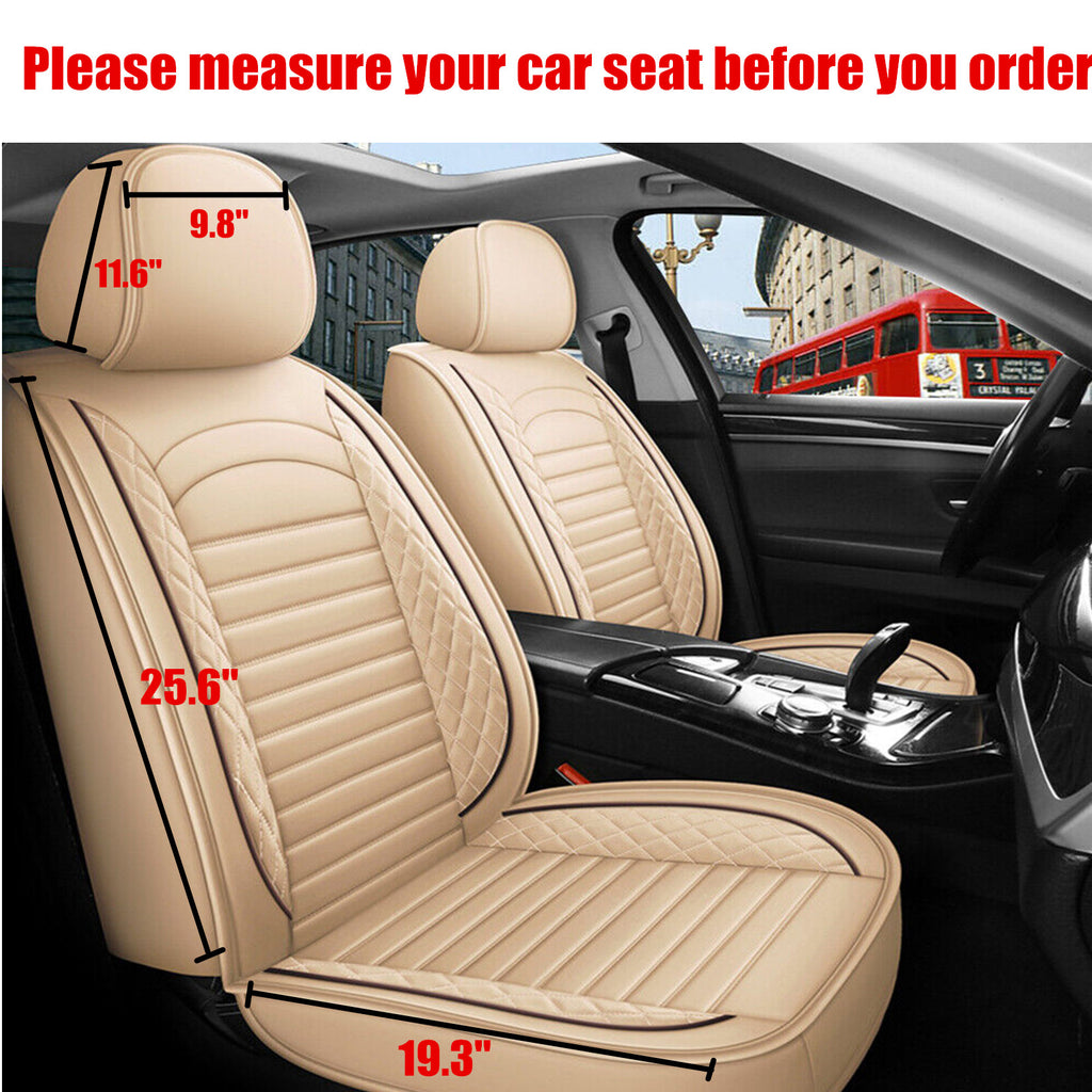 For Honda Leather 5 Seat Car Seat Cover Front Rear Full Set Cushion Pad \Nbeige