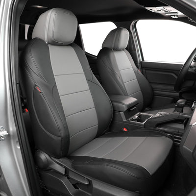 Custom Fit Tacoma Car Seat Covers for Select Toyota Tacoma 2016 2017 2018 2019 2020 2021 2022 2023 Double Cab/Crew Cab -Full Set,Leather(Black)