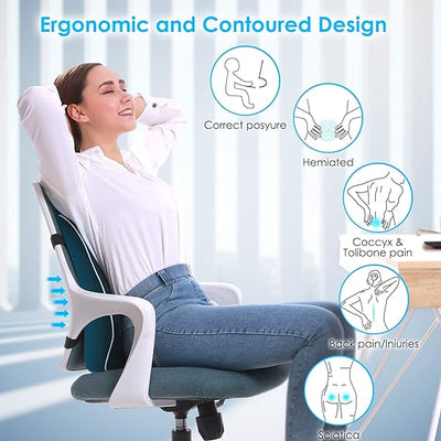 Lumbar Support Pillow for Office Chair Car, Wheelchair Desk, Gaming Chair Lower Back Pain Relief Memory Foam Cushion with 3D Mesh Cover