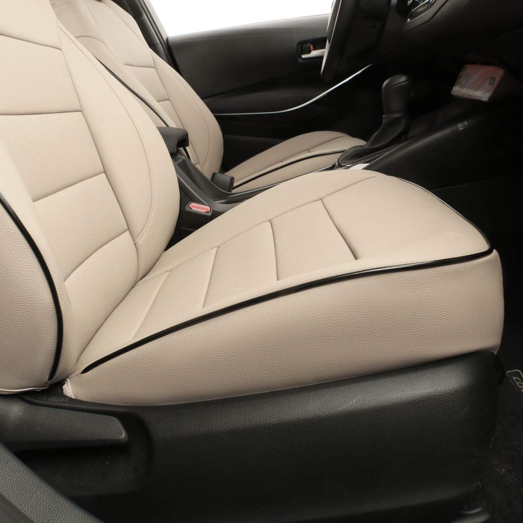 Custom Fit Car Seat Covers for Select Dodge Journey SE,GT,SXT,SE Value,Crossroad 2013 2014 2015 2016 2017 2018 2019 2020 2021 2022 2023 - Leatherette (Beige)