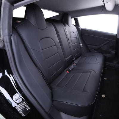 Custom Fit Model 3 Car Seat Covers for Select Tesla Model 3 2017 2018 2019 2020 2021 2022 2023 - Leatherette (Black)