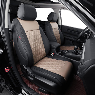 Custom Fit Grand Cherokeecar Seat Covers for Select Jeep Grand Cherokee(Not for Trailhawk,Srt) 2011 2012 2013 2014 2015 2016 2017 2018 2019 2020 2021 - Leatherette (Sand Beige)