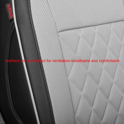 Custom Fit Full Set Car Seat Covers for Select Nissan Pathfinder Platinum 2013-2021 (Front Row W/Display Screen) - Three Rows, Second Row 40/60 Split,Leatherette (Black/Gray)