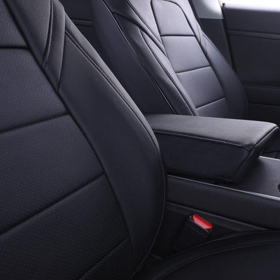 Custom Fit Model 3 Car Seat Covers for Select Tesla Model 3 2017 2018 2019 2020 2021 2022 2023 - Leatherette (Black)