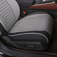 Custom Fit Full Set Car Seat Covers for Select Audi Q3 2012 2013 2014 2015 2016 2017 2018, W/Thigh Support - Leatherette (Black/Gray)