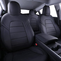 Custom Fit Model 3 Car Seat Covers for Select Tesla Model 3 2017 2018 2019 2020 2021 2022 2023 - Leatherette (Black)