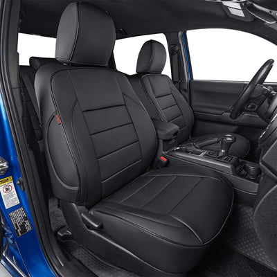 Custom Fit Tacoma Car Seat Covers for Select Toyota Tacoma 2016 2017 2018 2019 2020 2021 2022 2023 Double Cab/Crew Cab -Full Set,Leather(Black)