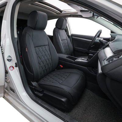 Civic Seat Covers Full Set,Car Seat Cover Custom Fit for Honda Civic Hatchback 2018 2019 2020 2021 Lx,Car Seat Protector Waterproof,Leather Car Seat Cushion,Black Car Seat Covers(Black)