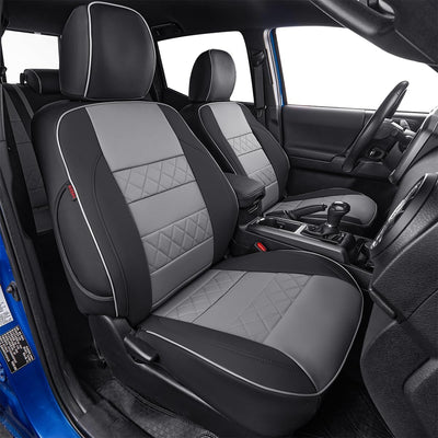 Custom Fit Silverado Car Seat Covers for Select 2014-2018 Silverado/Sierra 1500 &2015-2019 Silverado HD Wt,Ls,Lt,Ltz,High Country (Crew Cab) - Full Set,Leather (Black)